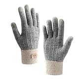 Homealexa Winterhandschuhe Touchscreen Handschuhe Strick Fingerhandschuhe Sport Warm und Winddicht Winterhandschuhe für Skifahren Radfahren und SMS, Geeinget für Damen und Herren (Grau)
